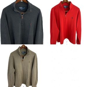 Lot of 3 Polo Ralph Lauren XL 1/2 Zip Pullovers